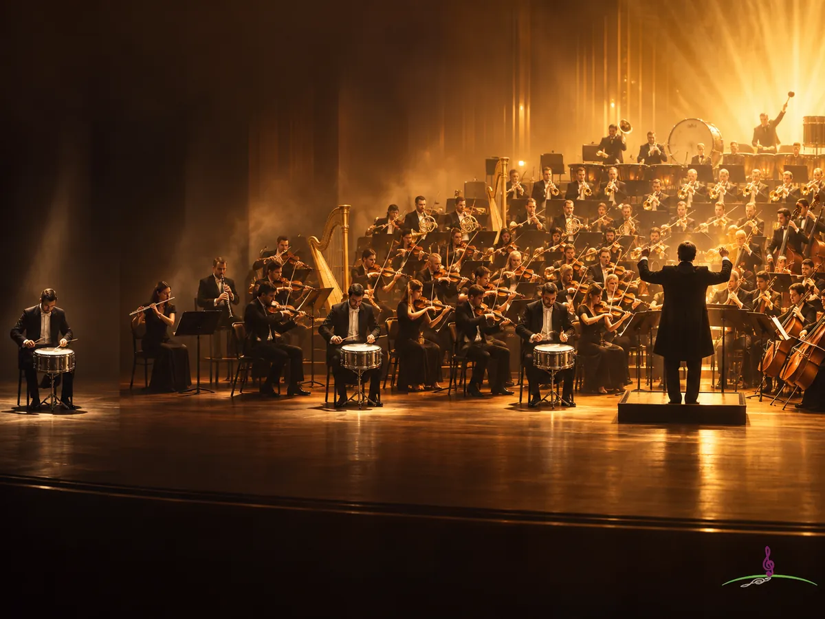 Un orchestre s’étoffe progressivement jusqu’à former une masse sonore imposante, évocation du crescendo du Boléro.