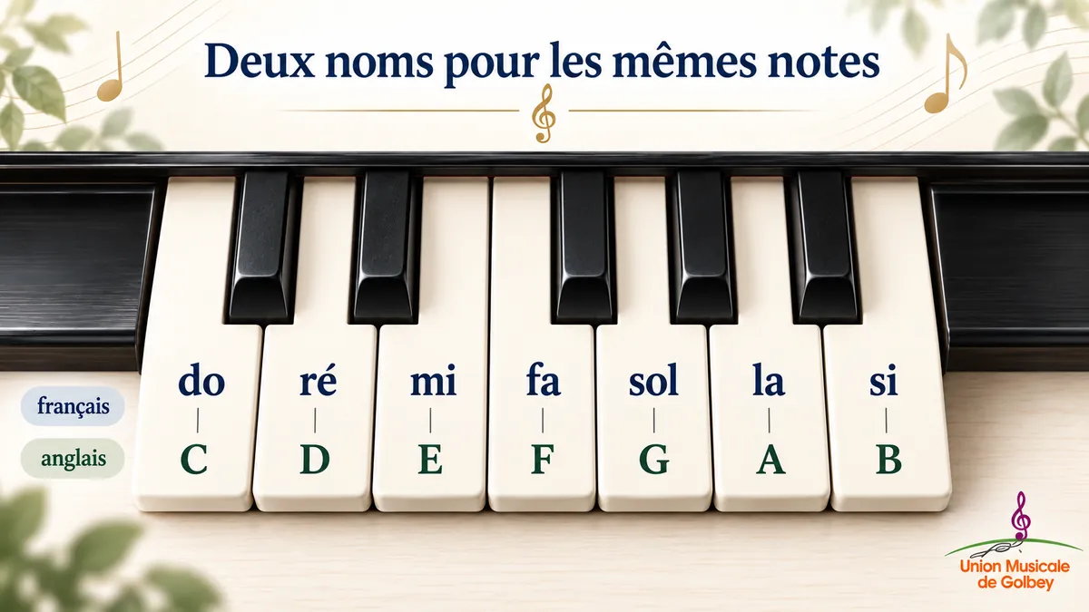 Schéma montrant deux hexacordes successifs avec les syllabes ut, ré, mi, fa, sol, la pour expliquer le déplacement des repères dans la mélodie.