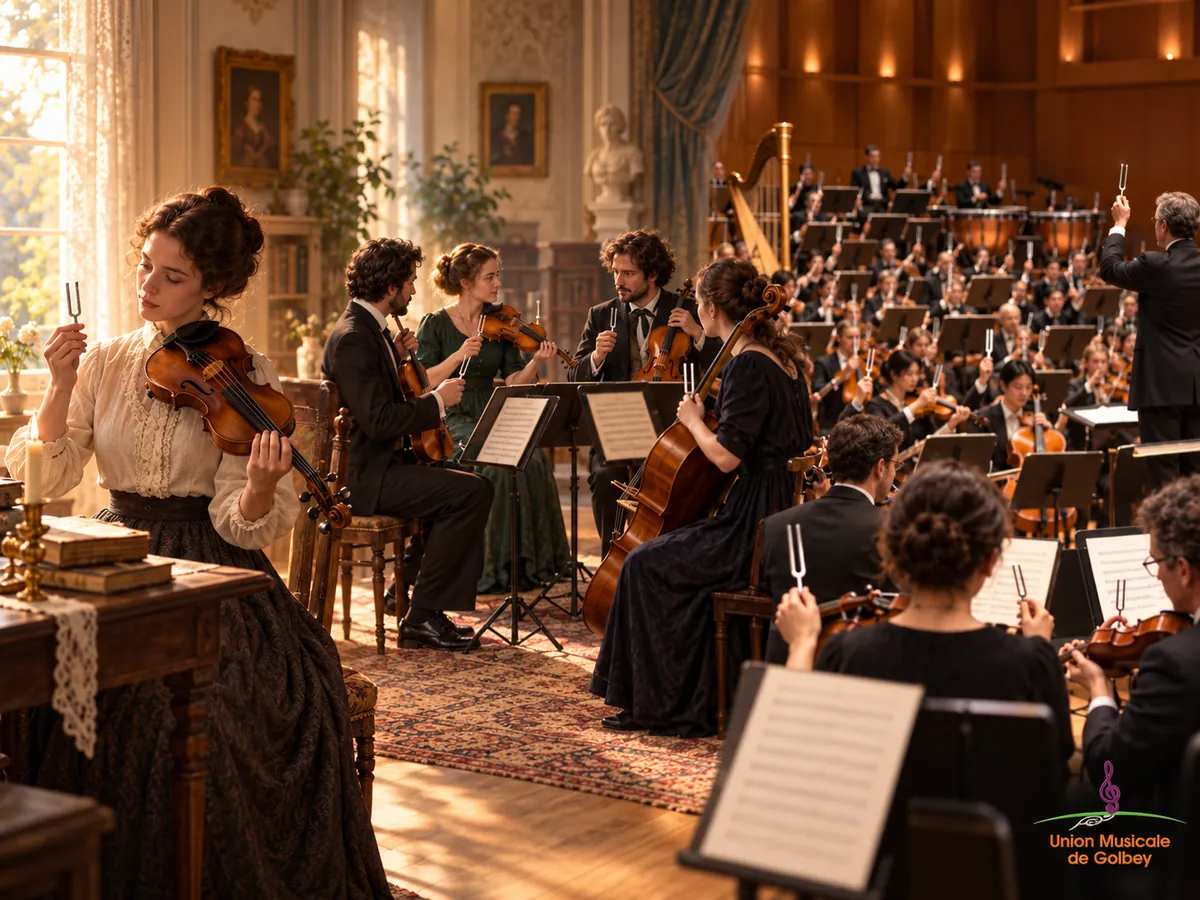 Un violon seul, puis un petit ensemble et enfin un orchestre illustrant la diffusion d’un même repère