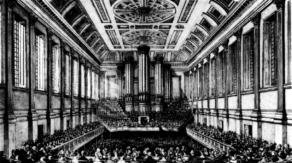 Grand orgue de Birmingham Town Hall dans une gravure de 1834
